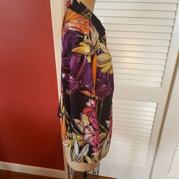 ADDITIONS BY CHICO’S | floral lightweight jacket purple yellow size 3 or L - Picture 3 of 5